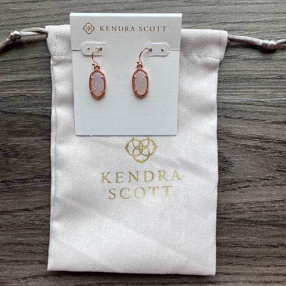 Kendra Scott Lee Drop Earrings in Iridescent Drusy, Rose Gold - Picture 3 of 4